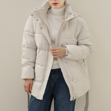 Load image into Gallery viewer, Belted Puffer Jacket with Hood