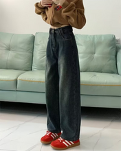 Load image into Gallery viewer, Fleece Wide Denim Pants