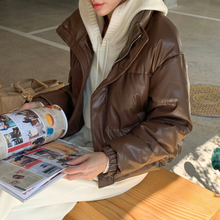 Load image into Gallery viewer, Synthetic Leather Puffer Jacket