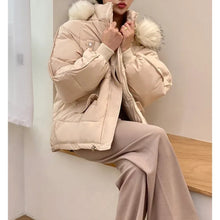 Load image into Gallery viewer, Oversized Puffer with Fur Hood
