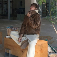Load image into Gallery viewer, Synthetic Leather Puffer Jacket