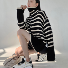 Load image into Gallery viewer, Loose Striped Turtleneck