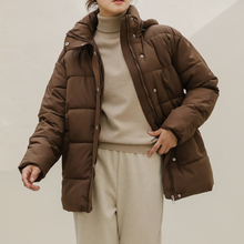 Load image into Gallery viewer, Belted Puffer Jacket with Hood