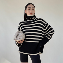 Load image into Gallery viewer, Loose Striped Turtleneck