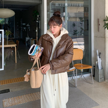 Load image into Gallery viewer, Synthetic Leather Puffer Jacket