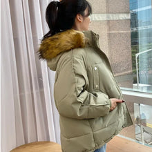 Load image into Gallery viewer, Oversized Puffer with Fur Hood
