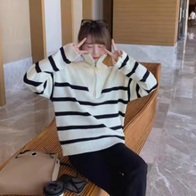 Load image into Gallery viewer, High Neck Striped Sweater