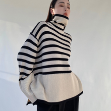 Load image into Gallery viewer, Loose Striped Turtleneck
