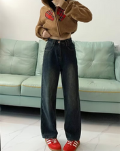 Load image into Gallery viewer, Fleece Wide Denim Pants