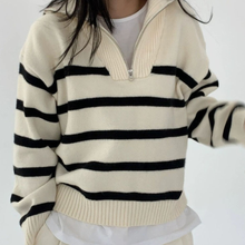 Load image into Gallery viewer, High Neck Striped Sweater