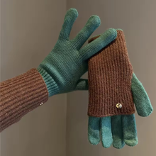 Load image into Gallery viewer, Two-tone Knit Gloves