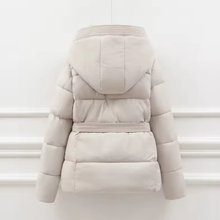 Load image into Gallery viewer, Short Belted Hooded Puffer Jacket