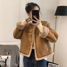 Load image into Gallery viewer, Brown Suede Sherpa-Lined Jacket