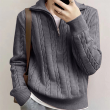 Load image into Gallery viewer, Collar Half-zip Cable Knit Sweater