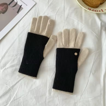 Load image into Gallery viewer, Two-tone Knit Gloves