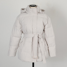 Load image into Gallery viewer, Belted Puffer Jacket with Hood