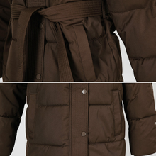 Load image into Gallery viewer, Belted Puffer Jacket with Hood