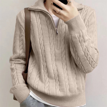 Load image into Gallery viewer, Collar Half-zip Cable Knit Sweater