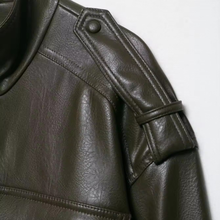 Load image into Gallery viewer, Semi-cropped Faux Leather Jacket