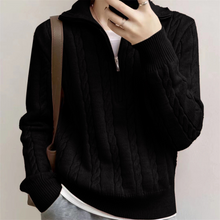 Load image into Gallery viewer, Collar Half-zip Cable Knit Sweater
