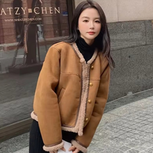 Load image into Gallery viewer, Brown Suede Sherpa-Lined Jacket