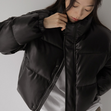 Load image into Gallery viewer, Synthetic Leather Puffer Jacket
