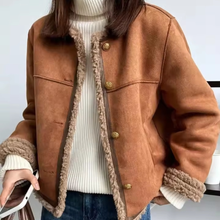 Load image into Gallery viewer, Brown Suede Sherpa-Lined Jacket
