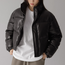 Load image into Gallery viewer, Synthetic Leather Puffer Jacket
