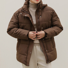 Load image into Gallery viewer, Belted Puffer Jacket with Hood
