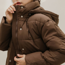 Load image into Gallery viewer, Belted Puffer Jacket with Hood
