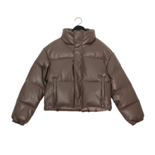 Load image into Gallery viewer, Synthetic Leather Puffer Jacket
