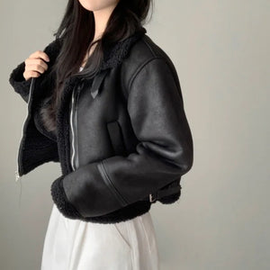 High Neck Soft Leather Jacket