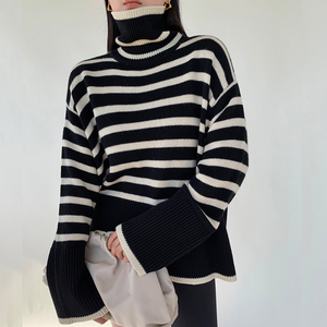 Loose Striped Turtleneck