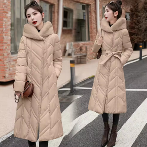 Fur Collared Long Bubble Jacket