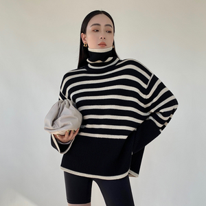 Loose Striped Turtleneck