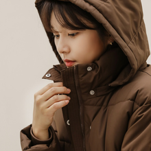 Load image into Gallery viewer, Belted Puffer Jacket with Hood
