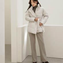 Load image into Gallery viewer, Belted Puffer Jacket with Hood
