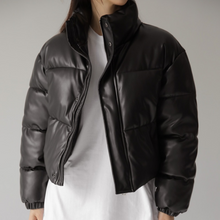 Load image into Gallery viewer, Synthetic Leather Puffer Jacket
