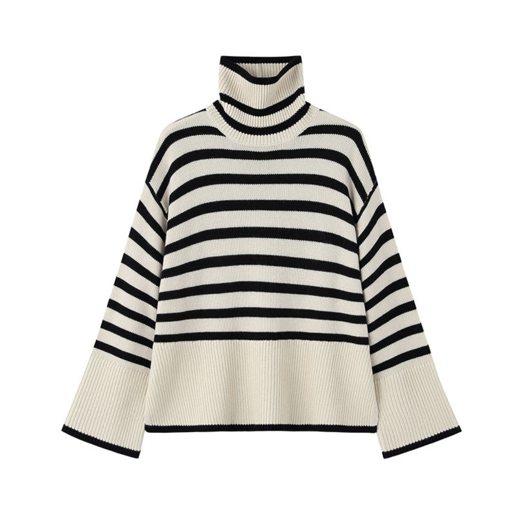 Loose Striped Turtleneck