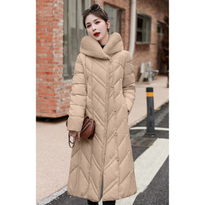 Fur Collared Long Bubble Jacket