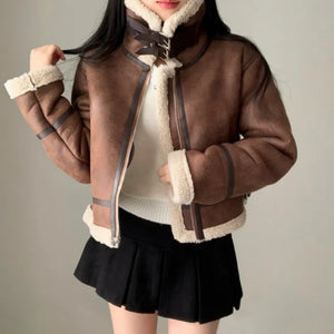 High Neck Soft Leather Jacket