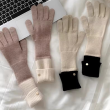 Load image into Gallery viewer, Two-tone Knit Gloves
