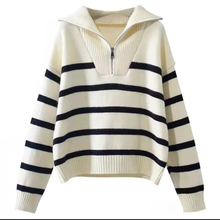 Load image into Gallery viewer, High Neck Striped Sweater
