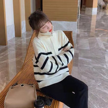 Load image into Gallery viewer, High Neck Striped Sweater
