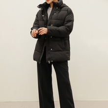 Load image into Gallery viewer, Belted Puffer Jacket with Hood
