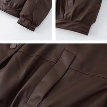 Load image into Gallery viewer, Wide Collar Leather Puffer Jacket
