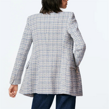 Load image into Gallery viewer, Shoulder Padded Tweed Blazer (Light Blue)
