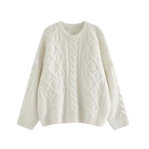 Roundneck Cable Knit Sweater