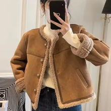 Load image into Gallery viewer, Brown Suede Sherpa-Lined Jacket
