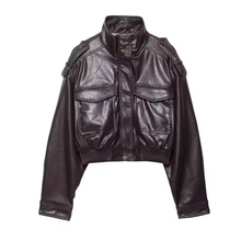 Load image into Gallery viewer, Semi-cropped Faux Leather Jacket
